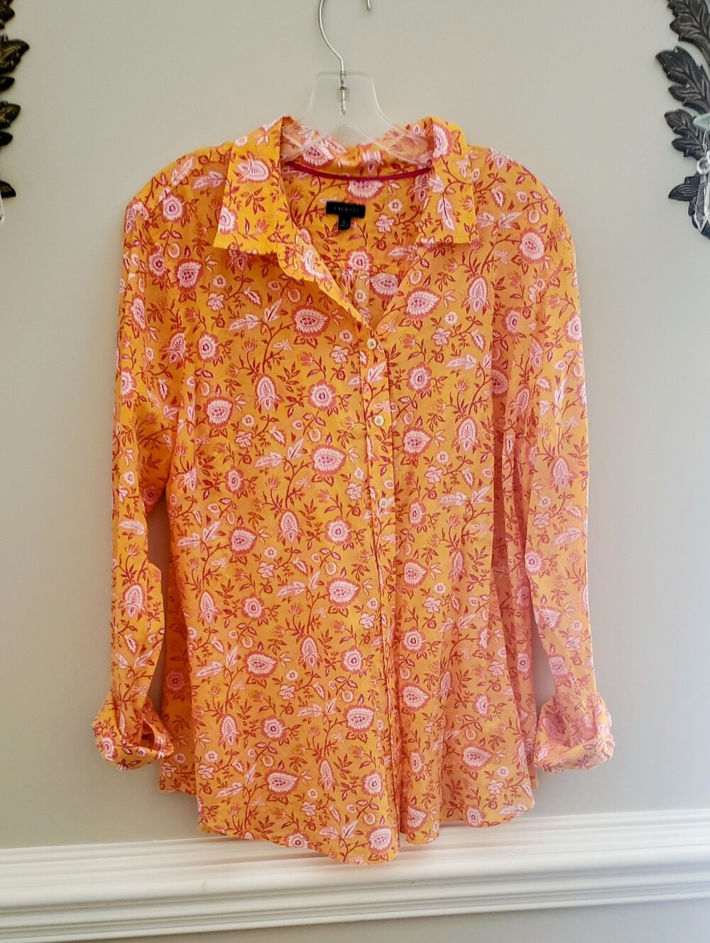 Talbots Orange Floral Button-Down Shirt